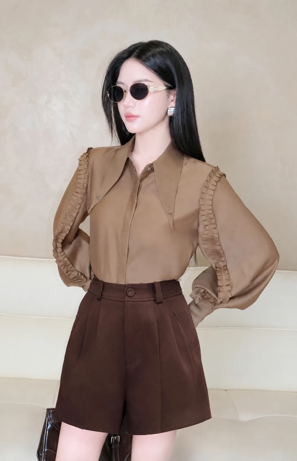 Áo sơ mi cổ đức bèo tay