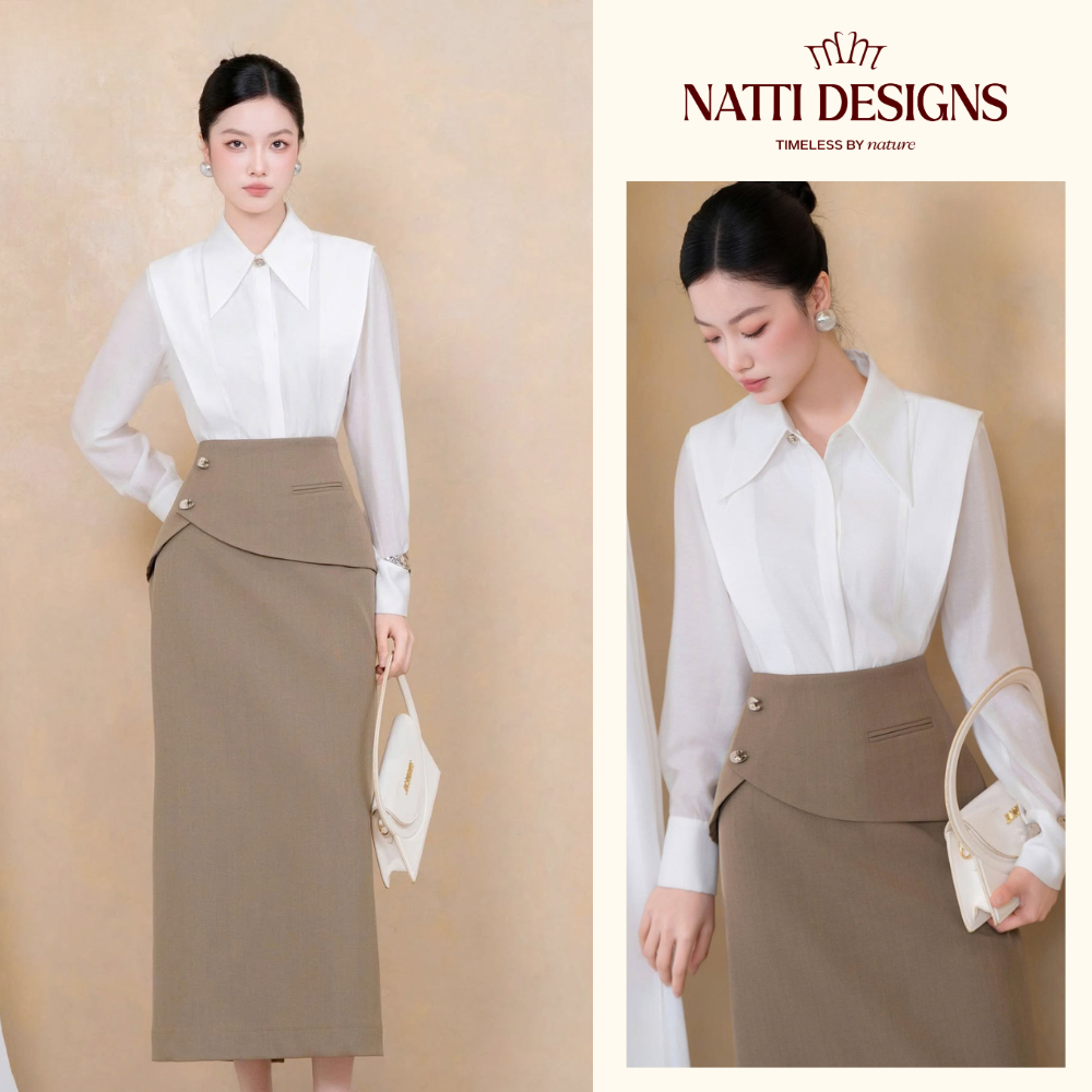 Áo Sơ Mi Cổ Đức Tay Dài Công Sở Nữ